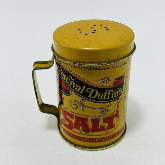Vintage Percival Duffin Tin Salt Shaker 4” Metal Retro Handle Replacement Yellow - Picture 10 of 12